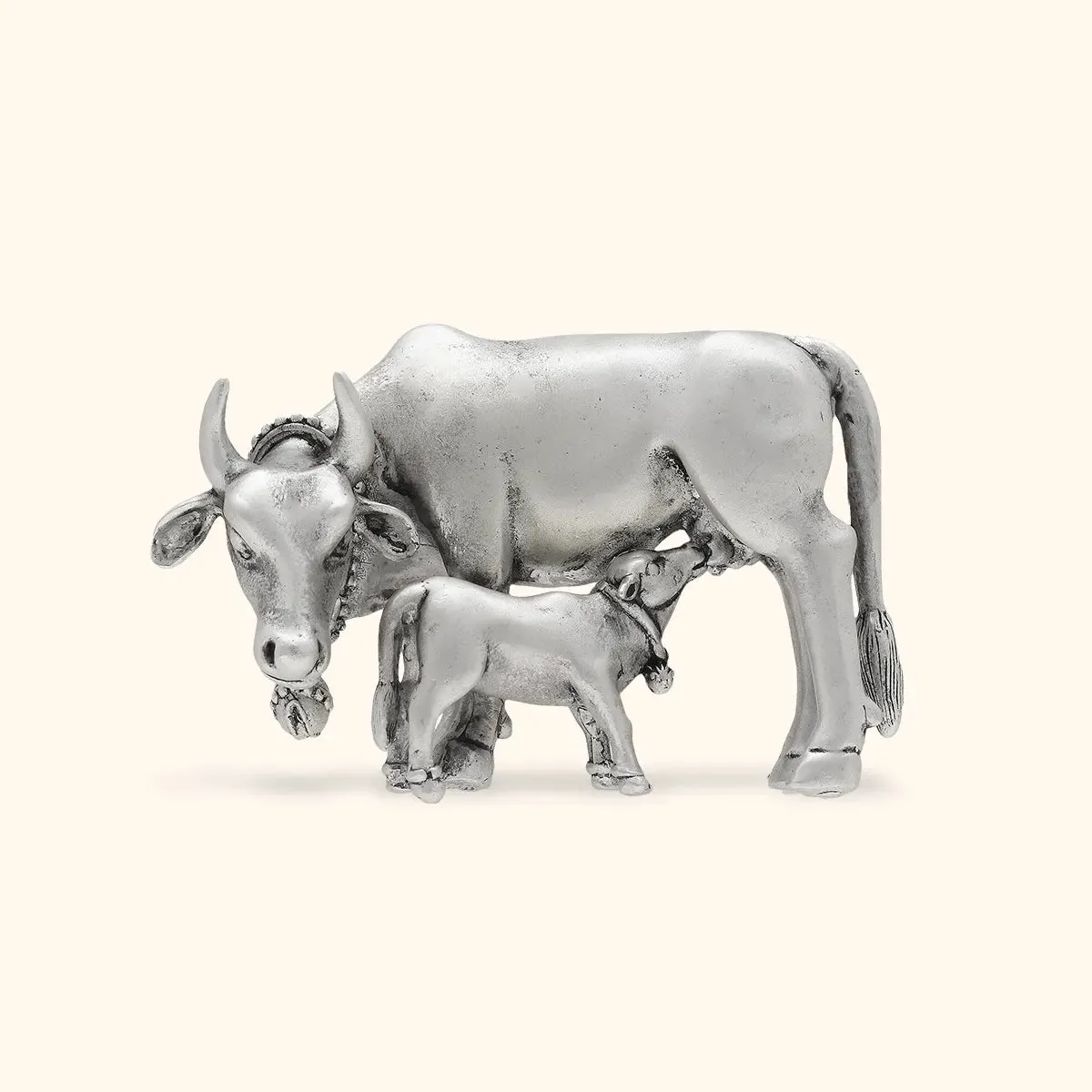 925 Antique Silver Matte Cow With Calf