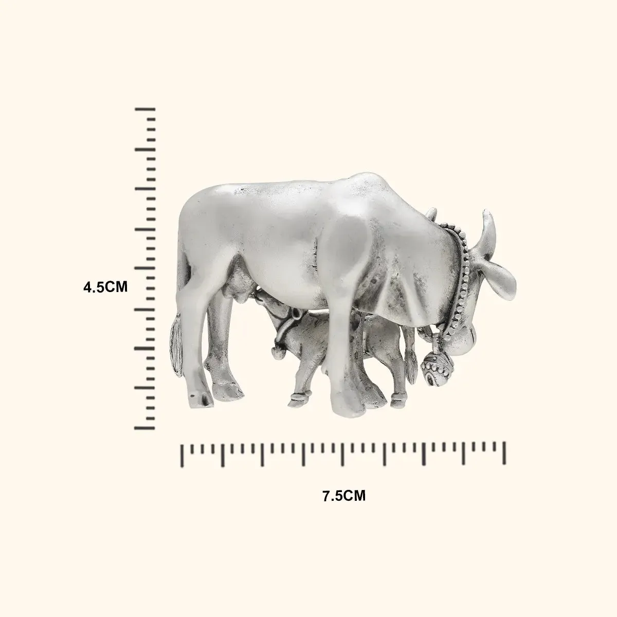 925 Antique Silver Matte Cow With Calf