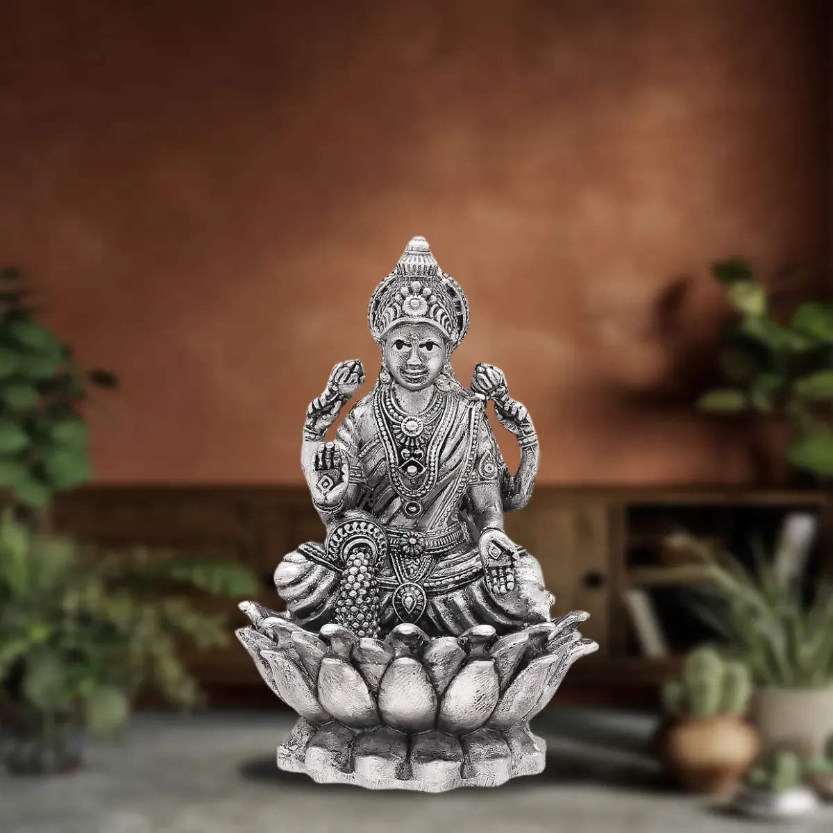 925 Silver Antique kamal Laxmi