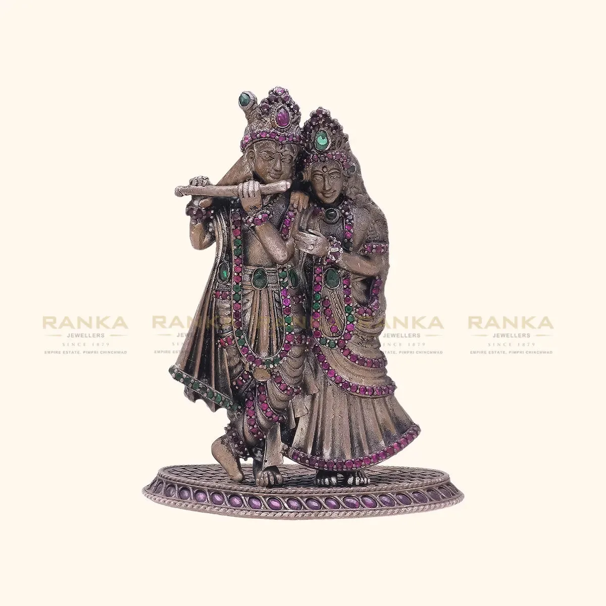 925 Silver Antique Radha Krishna Idol