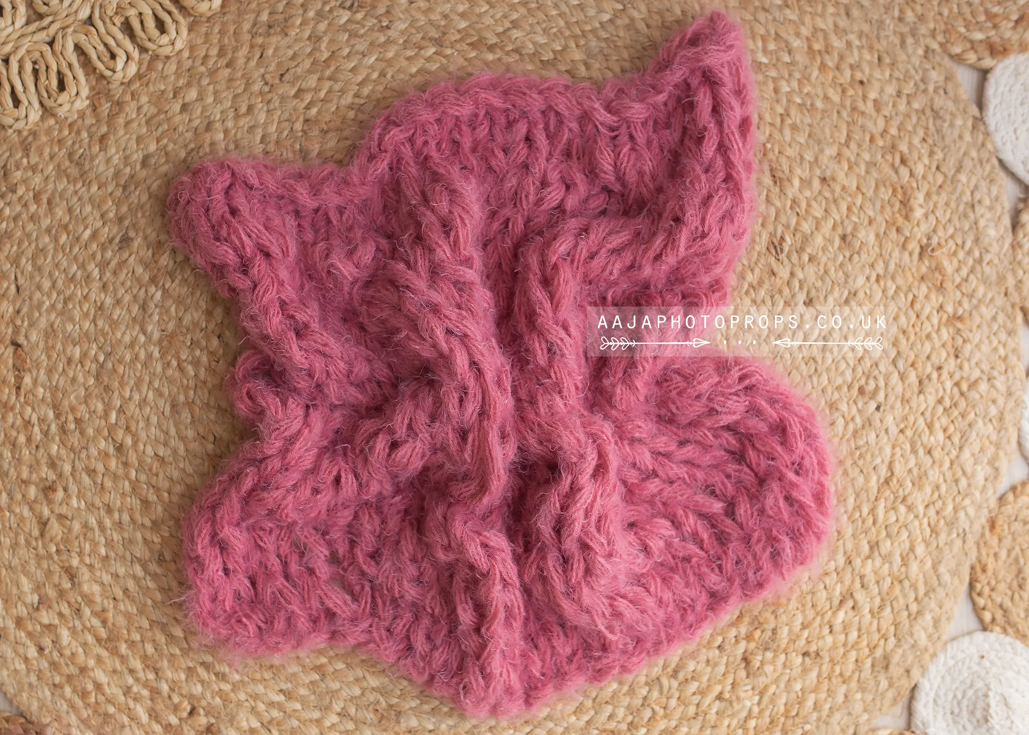 Baby newborn knitted romper, bear bonnet, wrap, layer, berry pink, made to order