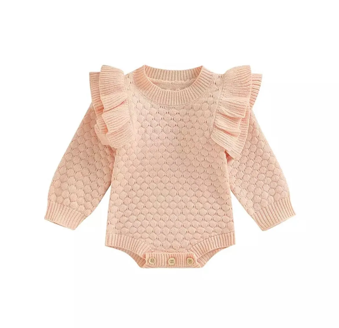 Bindi - Girls Knitted Ruffle Sleeve Romper