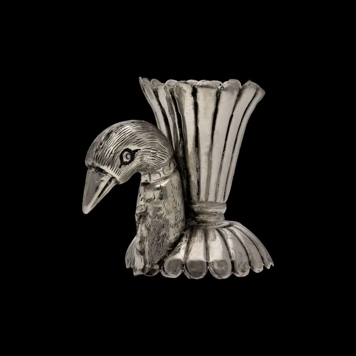 Bird Motif Antique Silver Agarbatti Stand