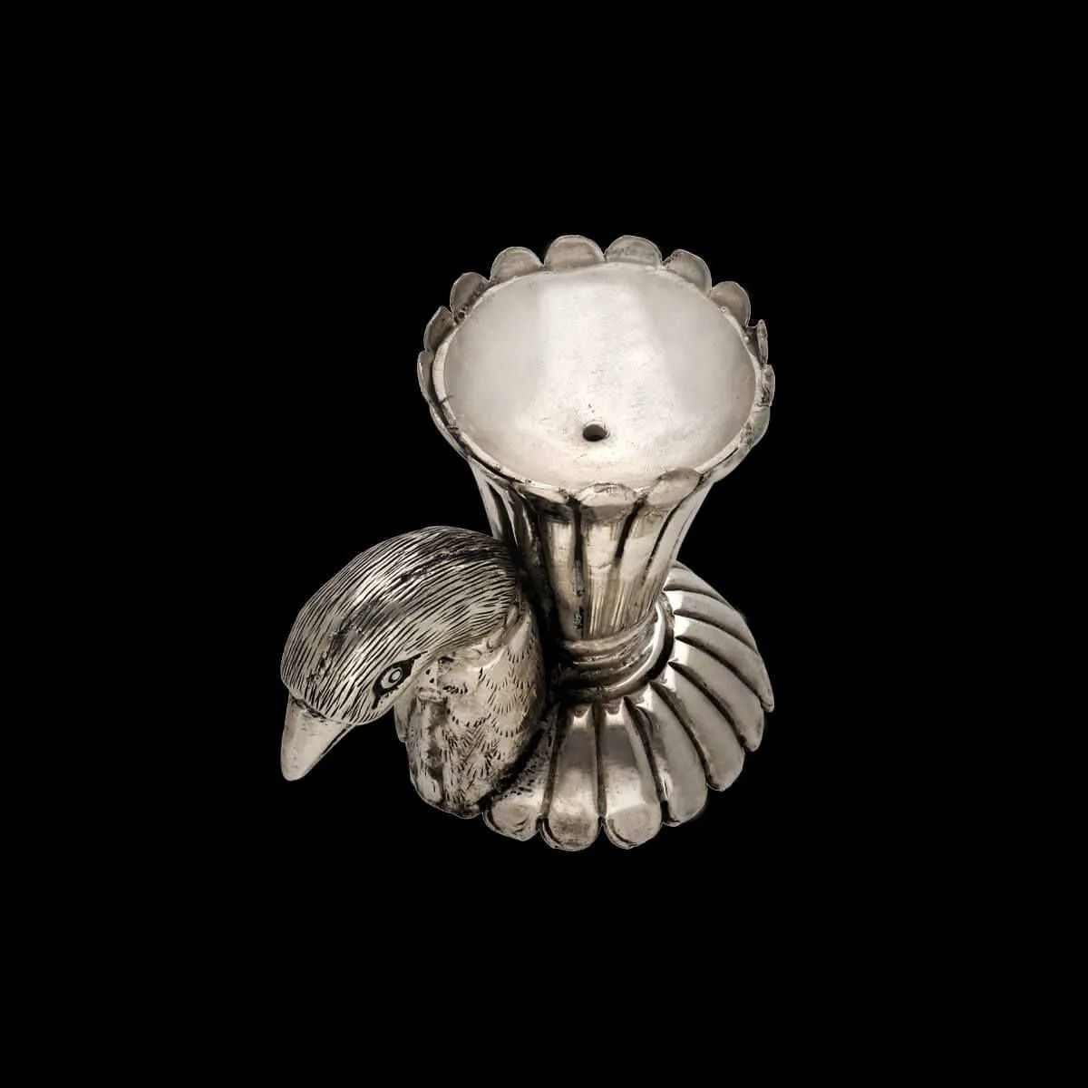 Bird Motif Antique Silver Agarbatti Stand