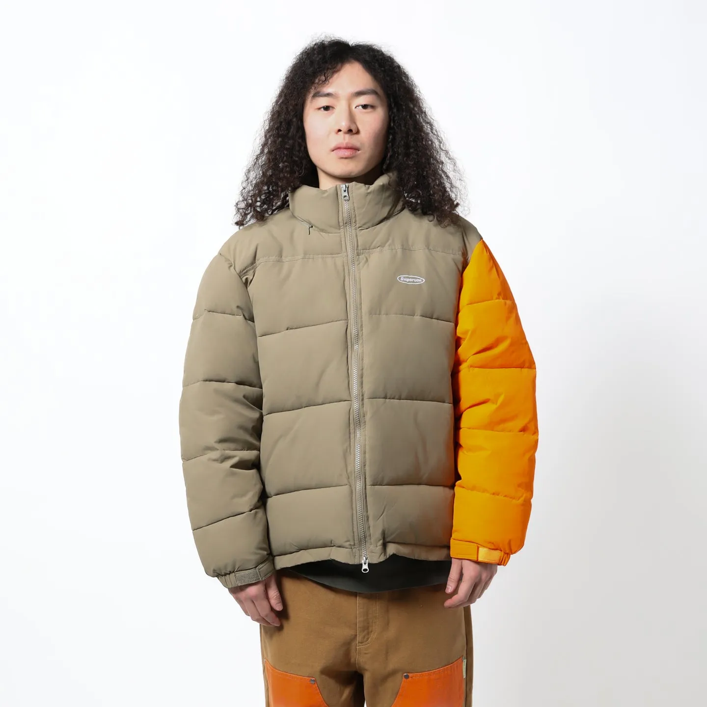 CONTRAST SLEEVE PUFFER JACKET