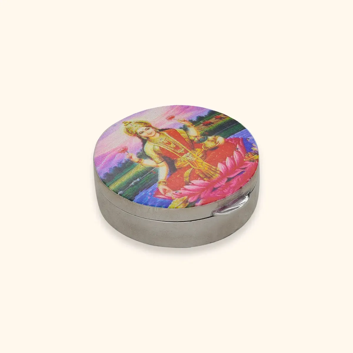 Exquisite Silver Dabbi with Lakshmi Image