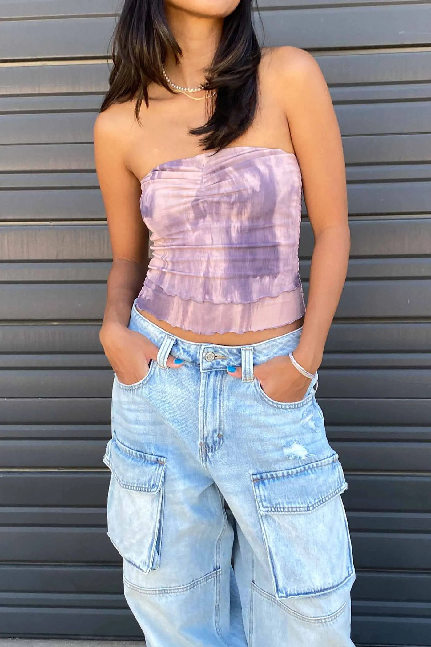 Marbled Layered Tube Top