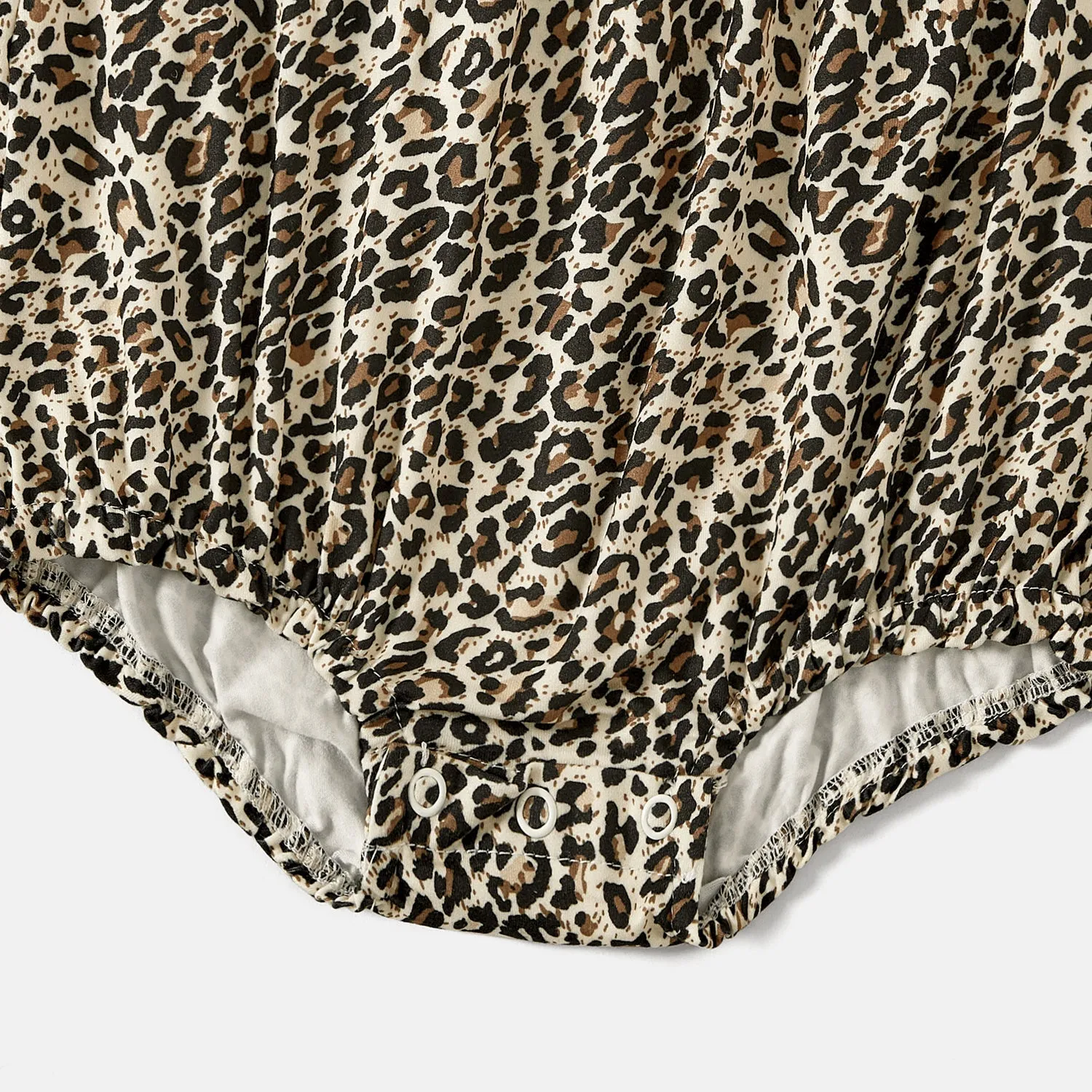 Mommy and Me Allover Leopard Pattern Drawstring Ruched Side Slip Bodycon Dresses