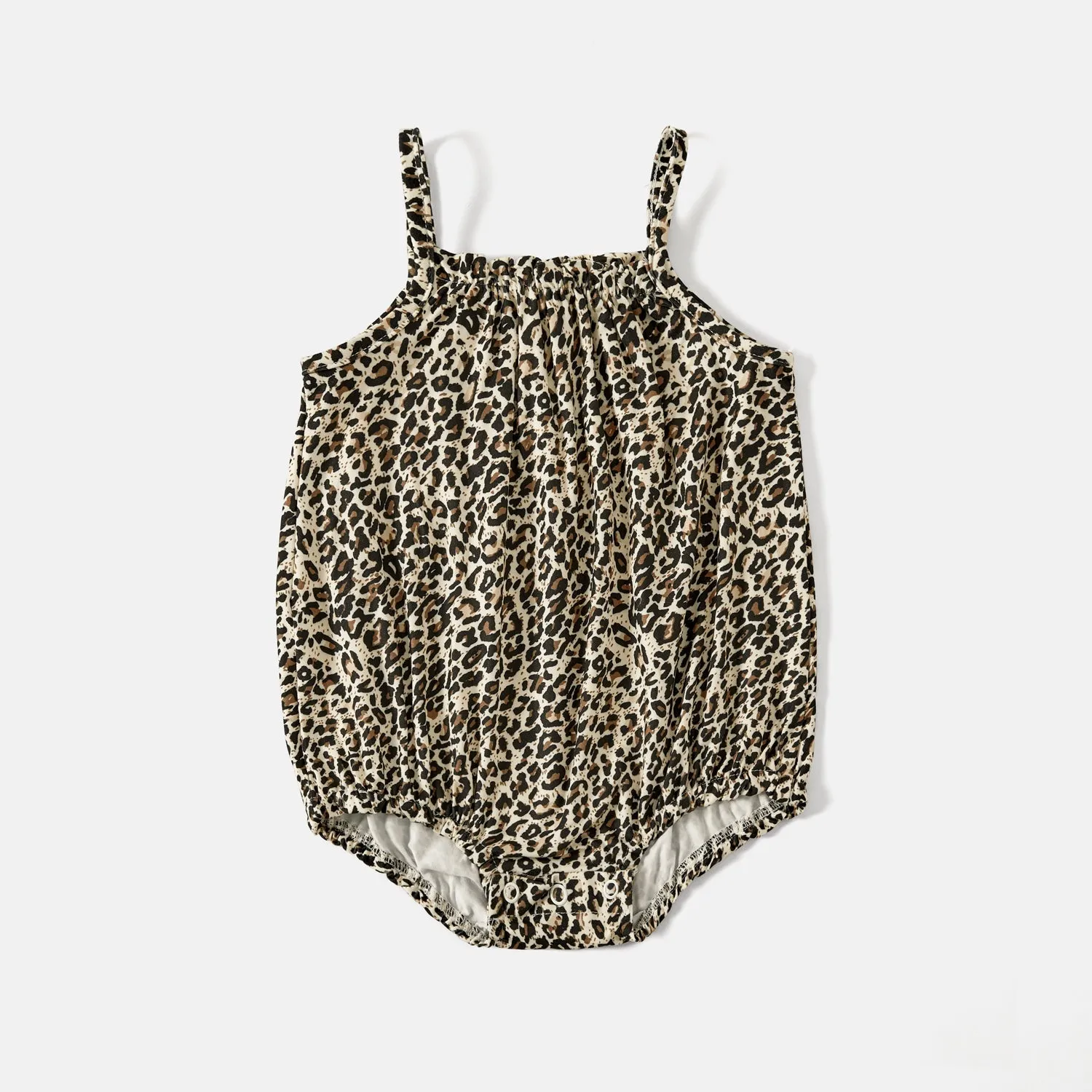 Mommy and Me Allover Leopard Pattern Drawstring Ruched Side Slip Bodycon Dresses