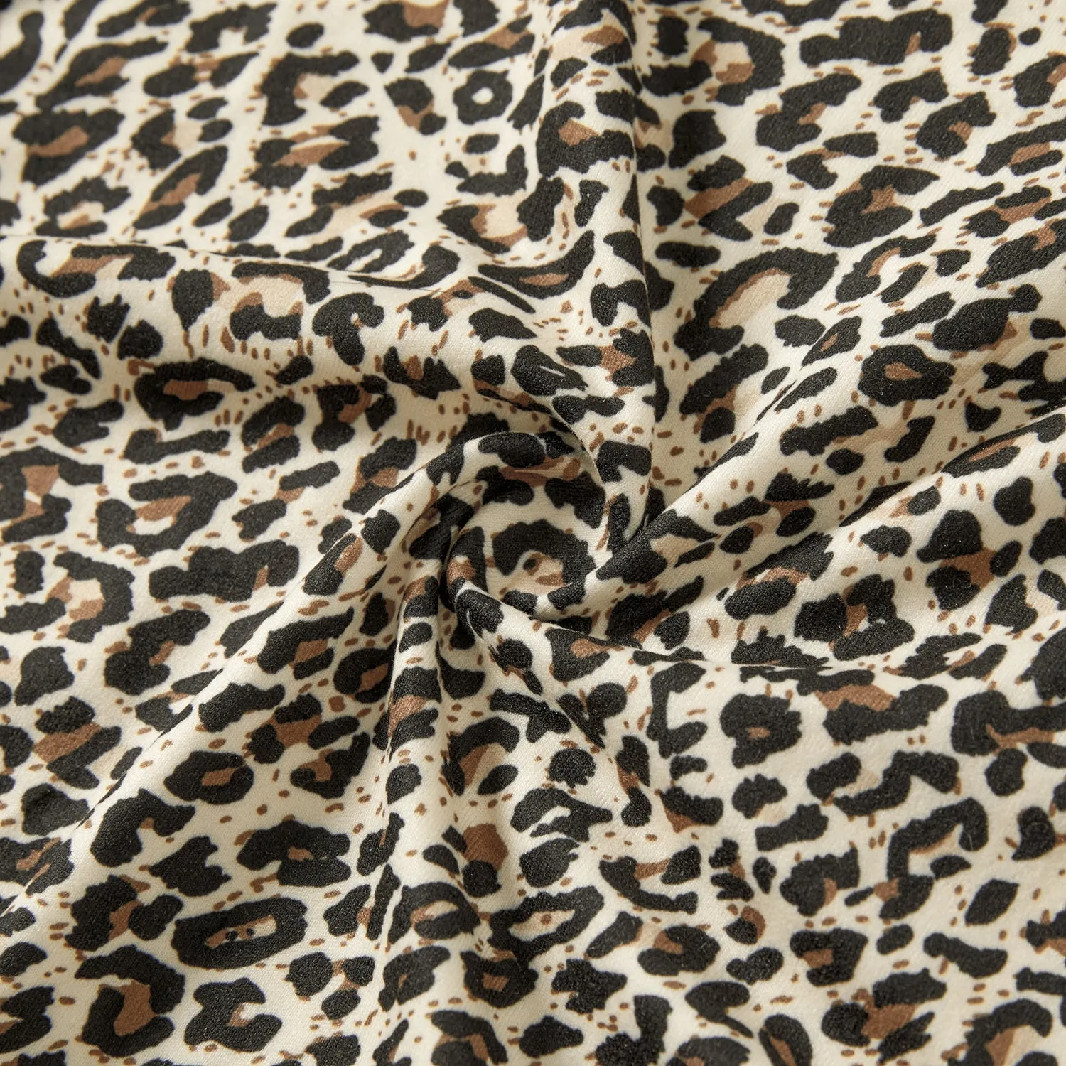 Mommy and Me Allover Leopard Pattern Drawstring Ruched Side Slip Bodycon Dresses