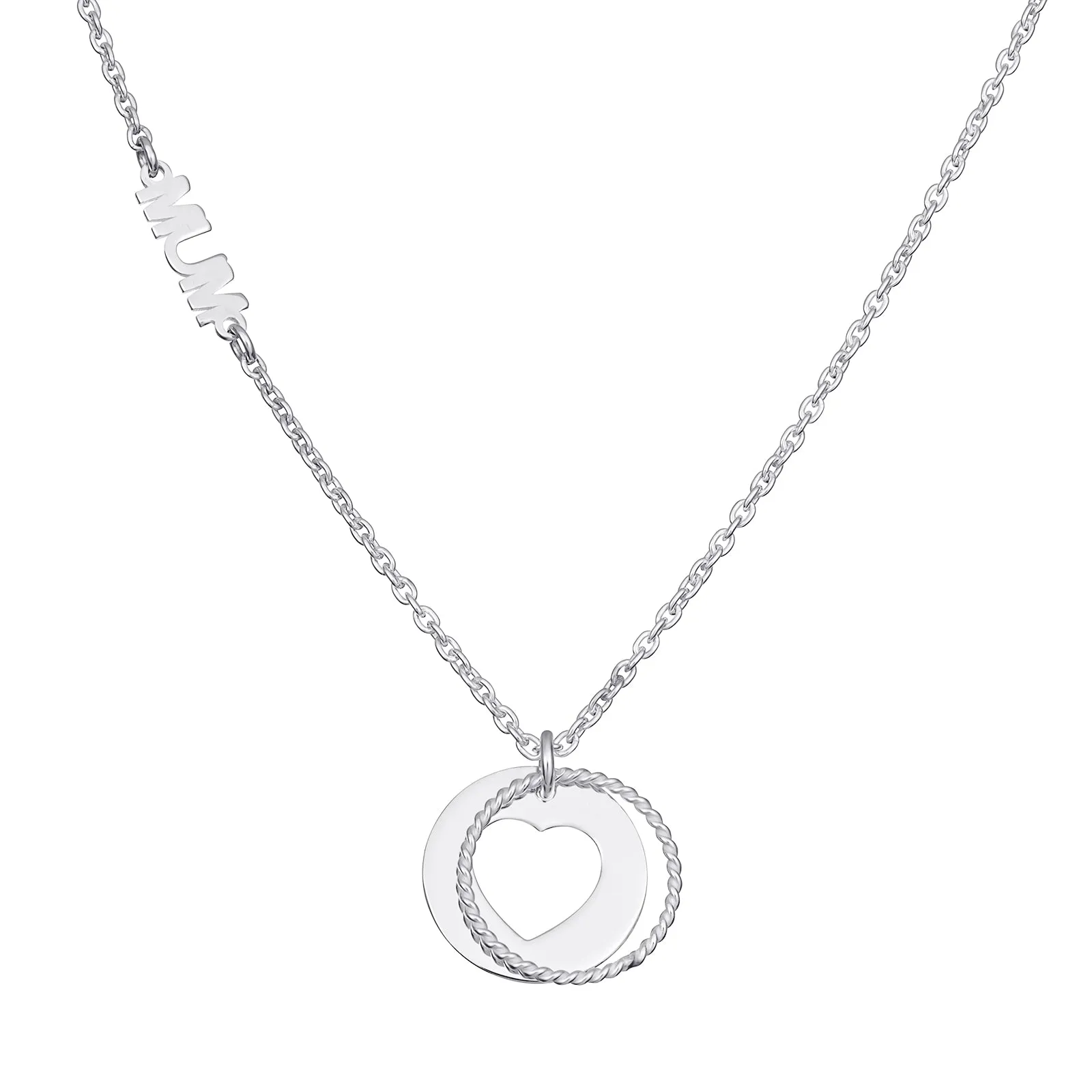 Silver Mum Heart Pendant Necklace