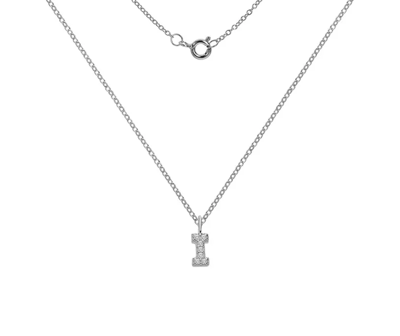 Silver or Gold Plated Silver CZ Alphabet Necklace (A-Z)