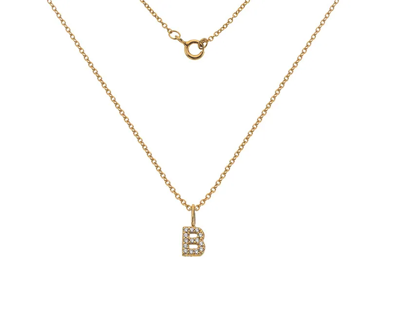 Silver or Gold Plated Silver CZ Alphabet Necklace (A-Z)