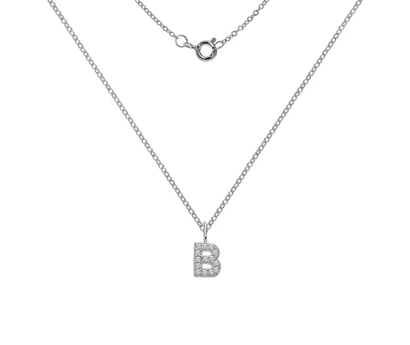 Silver or Gold Plated Silver CZ Alphabet Necklace (A-Z)