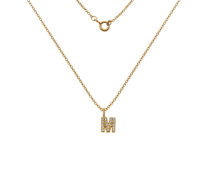 Silver or Gold Plated Silver CZ Alphabet Necklace (A-Z)