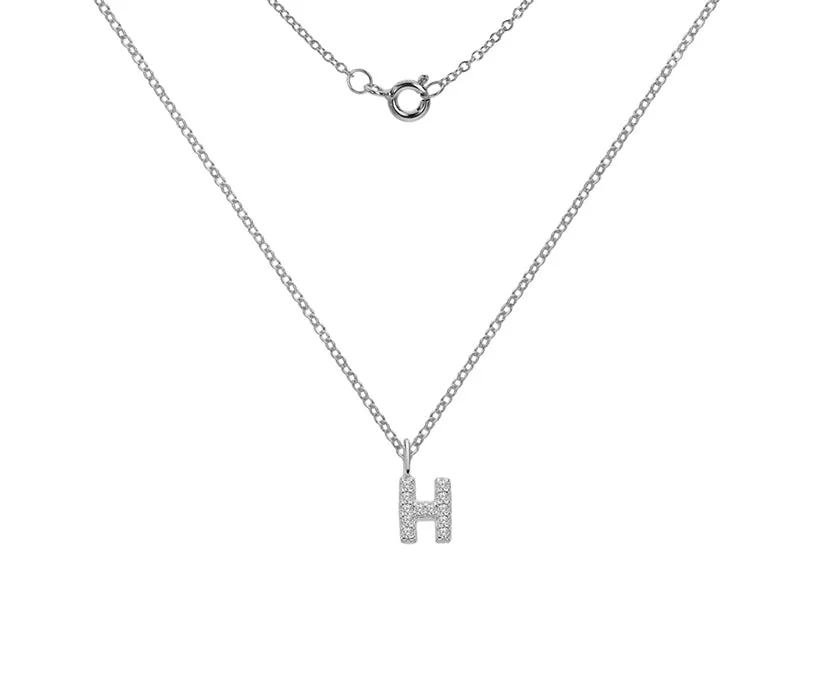 Silver or Gold Plated Silver CZ Alphabet Necklace (A-Z)