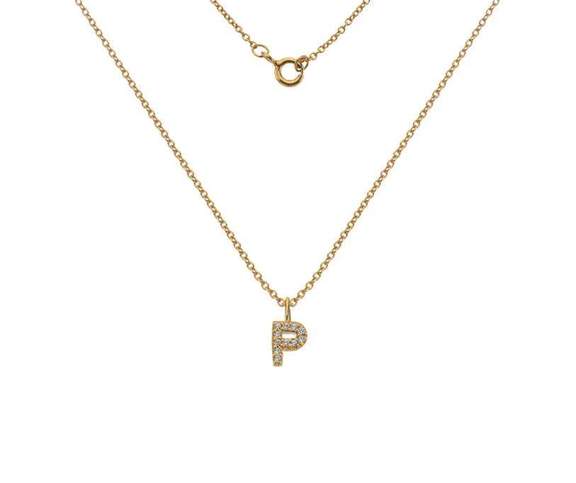 Silver or Gold Plated Silver CZ Alphabet Necklace (A-Z)