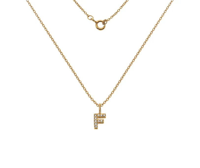 Silver or Gold Plated Silver CZ Alphabet Necklace (A-Z)