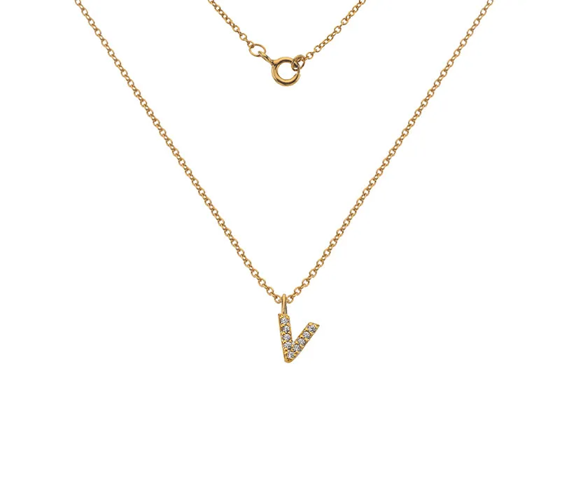 Silver or Gold Plated Silver CZ Alphabet Necklace (A-Z)