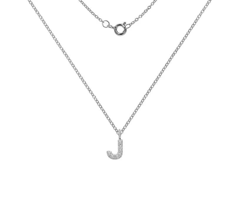 Silver or Gold Plated Silver CZ Alphabet Necklace (A-Z)