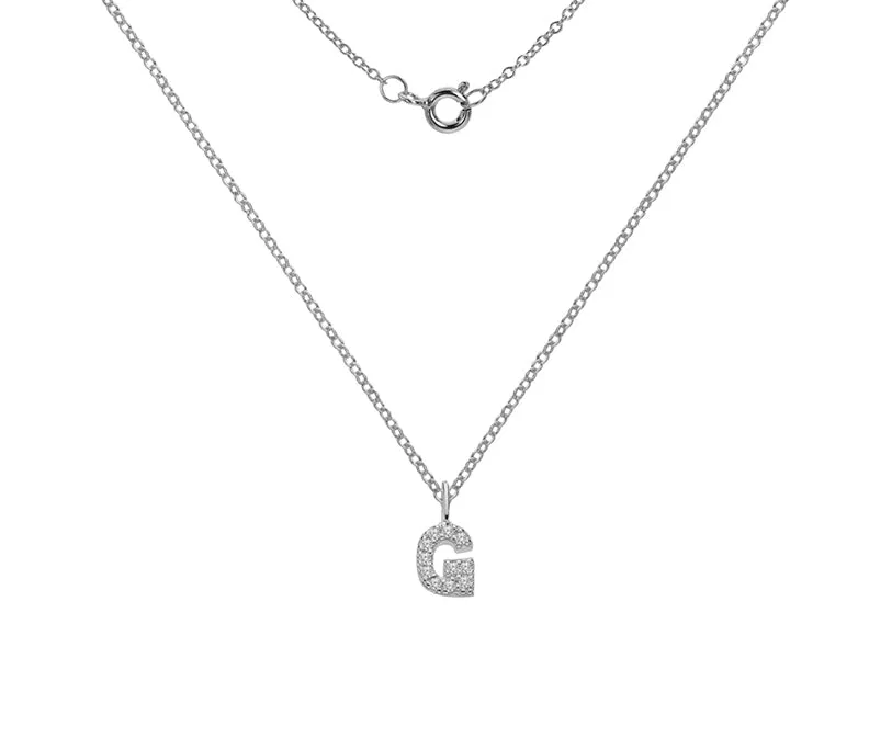 Silver or Gold Plated Silver CZ Alphabet Necklace (A-Z)