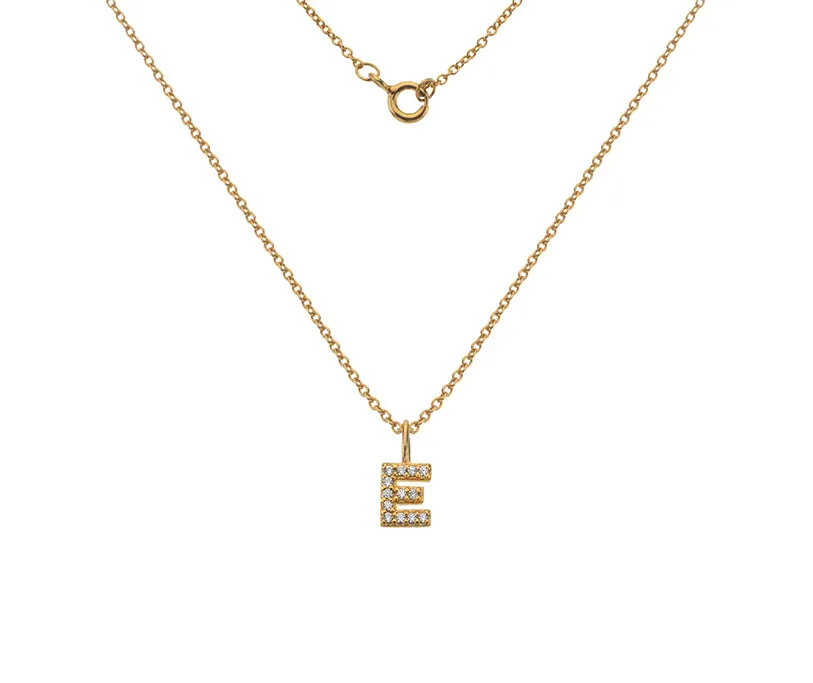 Silver or Gold Plated Silver CZ Alphabet Necklace (A-Z)