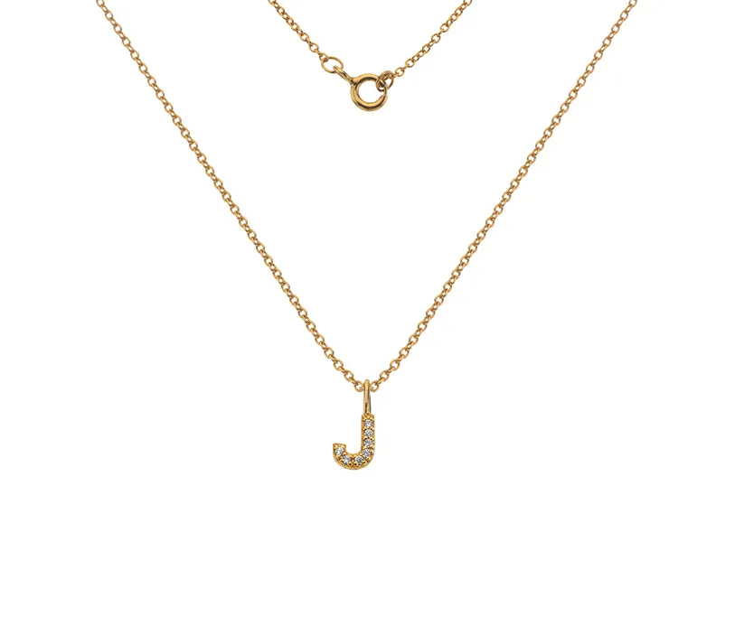 Silver or Gold Plated Silver CZ Alphabet Necklace (A-Z)