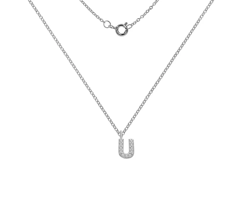 Silver or Gold Plated Silver CZ Alphabet Necklace (A-Z)