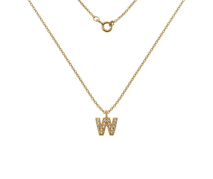 Silver or Gold Plated Silver CZ Alphabet Necklace (A-Z)