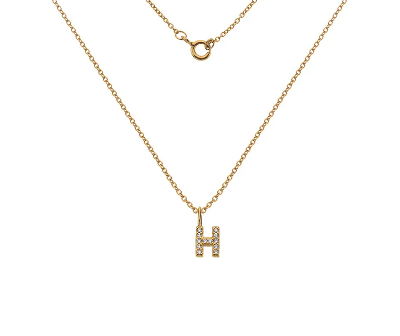 Silver or Gold Plated Silver CZ Alphabet Necklace (A-Z)