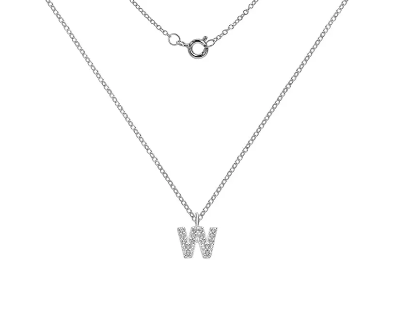 Silver or Gold Plated Silver CZ Alphabet Necklace (A-Z)