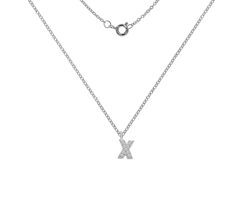 Silver or Gold Plated Silver CZ Alphabet Necklace (A-Z)