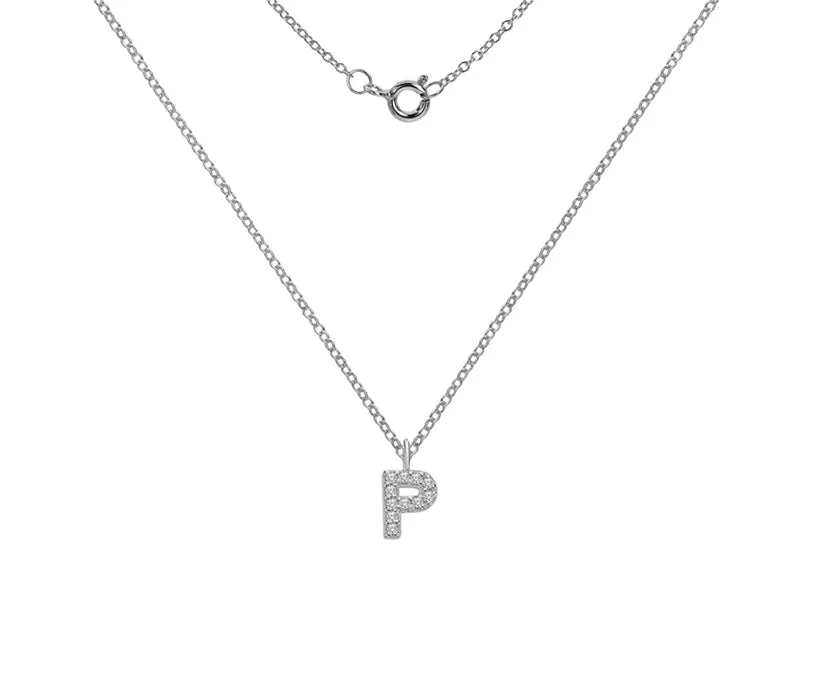 Silver or Gold Plated Silver CZ Alphabet Necklace (A-Z)