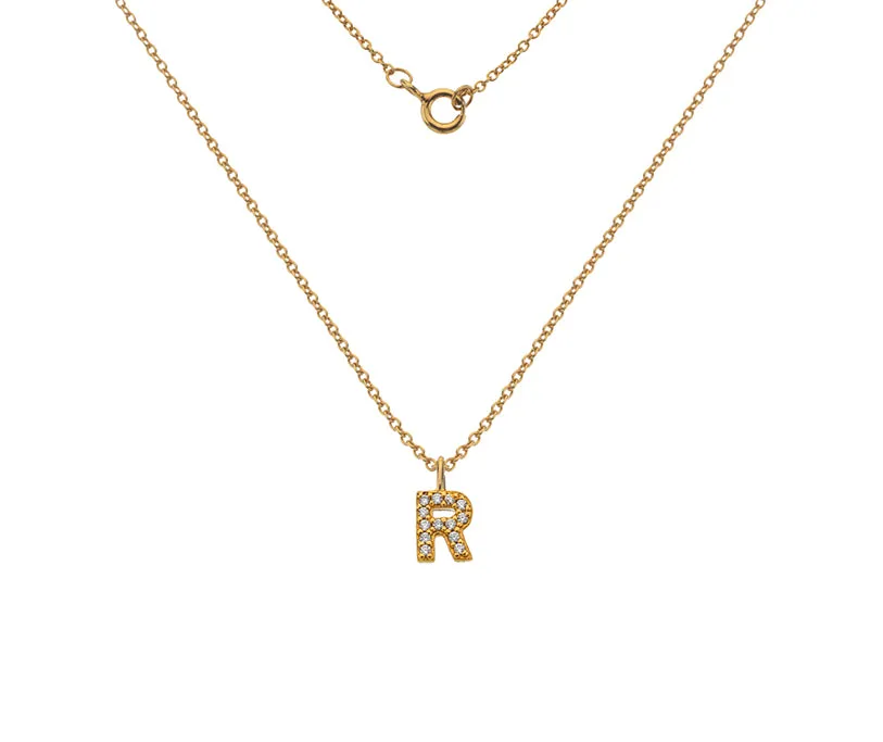 Silver or Gold Plated Silver CZ Alphabet Necklace (A-Z)