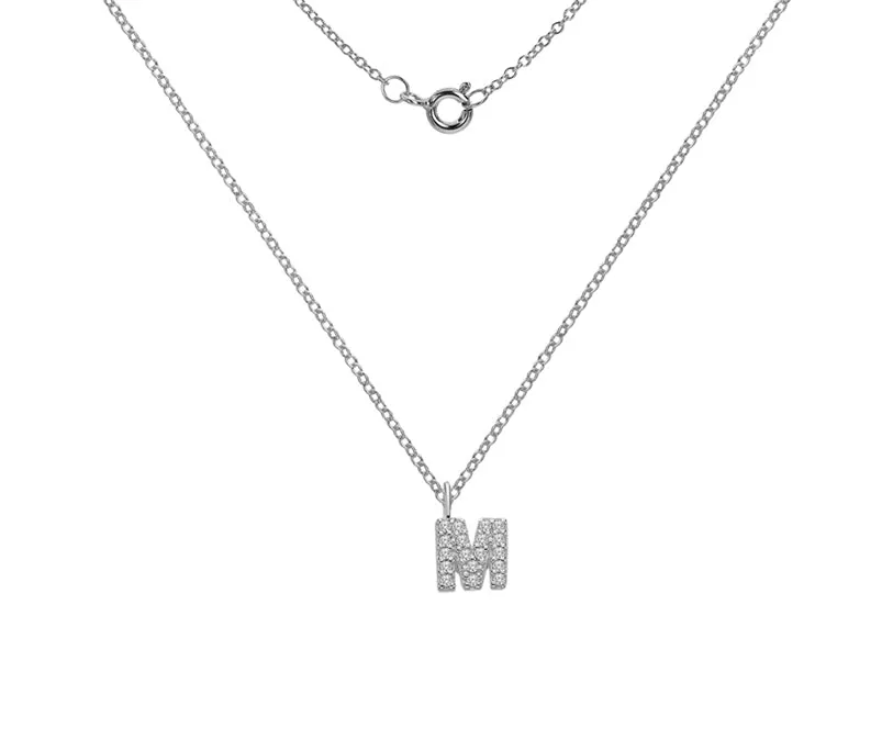 Silver or Gold Plated Silver CZ Alphabet Necklace (A-Z)