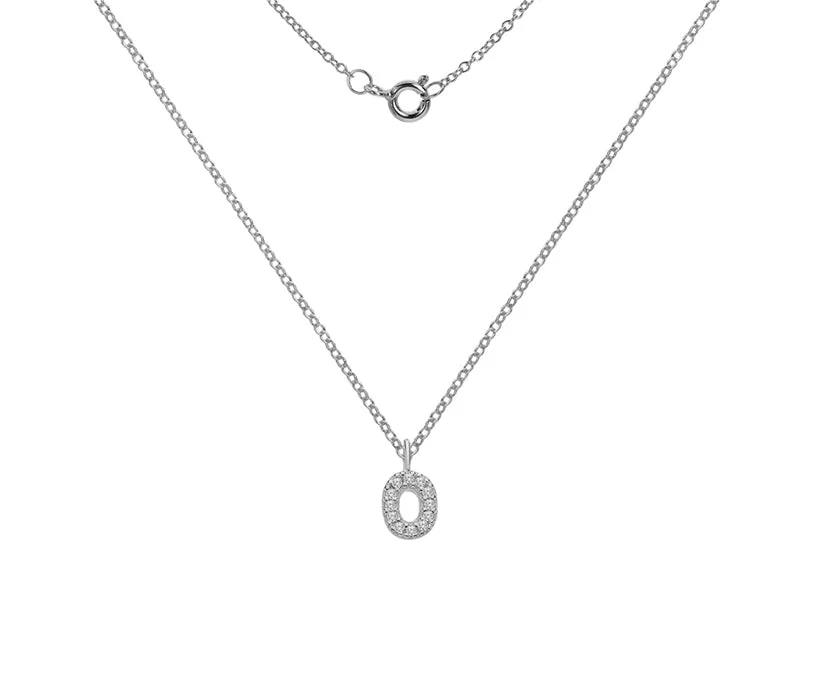 Silver or Gold Plated Silver CZ Alphabet Necklace (A-Z)