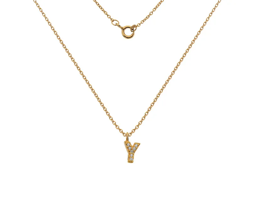 Silver or Gold Plated Silver CZ Alphabet Necklace (A-Z)