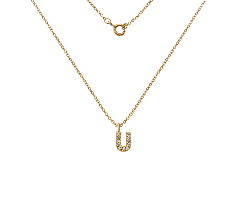 Silver or Gold Plated Silver CZ Alphabet Necklace (A-Z)