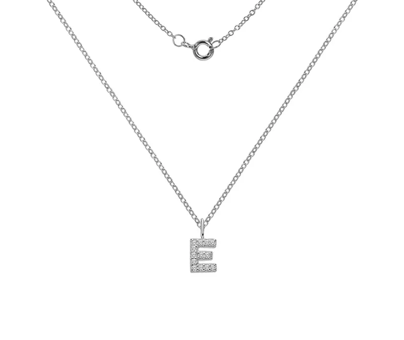 Silver or Gold Plated Silver CZ Alphabet Necklace (A-Z)
