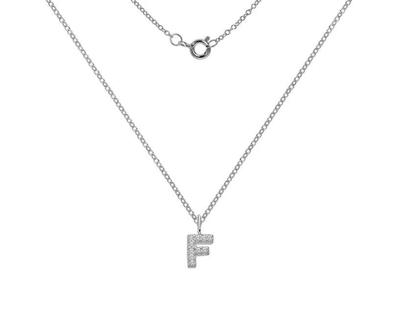 Silver or Gold Plated Silver CZ Alphabet Necklace (A-Z)