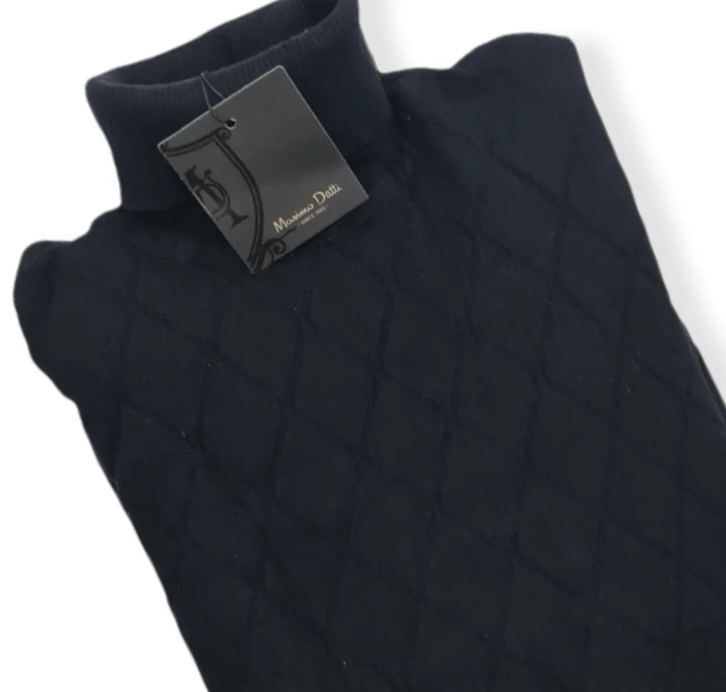 [Slim Fit] Men High Collar (Turtleneck) Pullover Massimo (diamond shapes) - Black