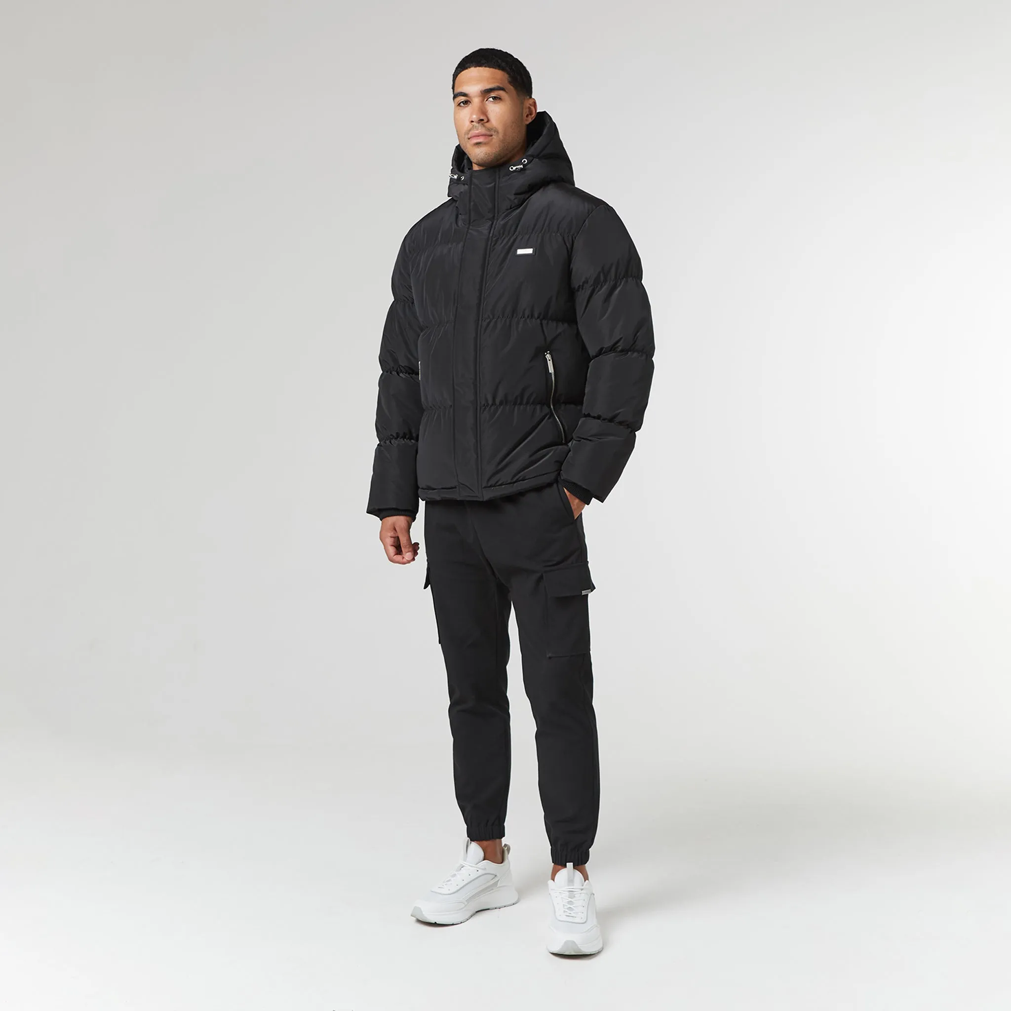 Smart Crinkle Nylon Puffer Jacket | Black
