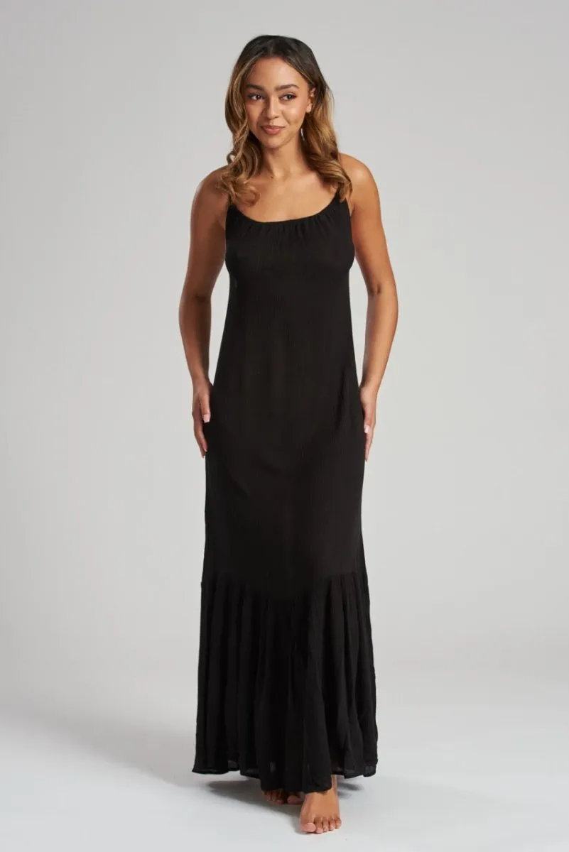South Beach Black Crinkle Cami Maxi Dress