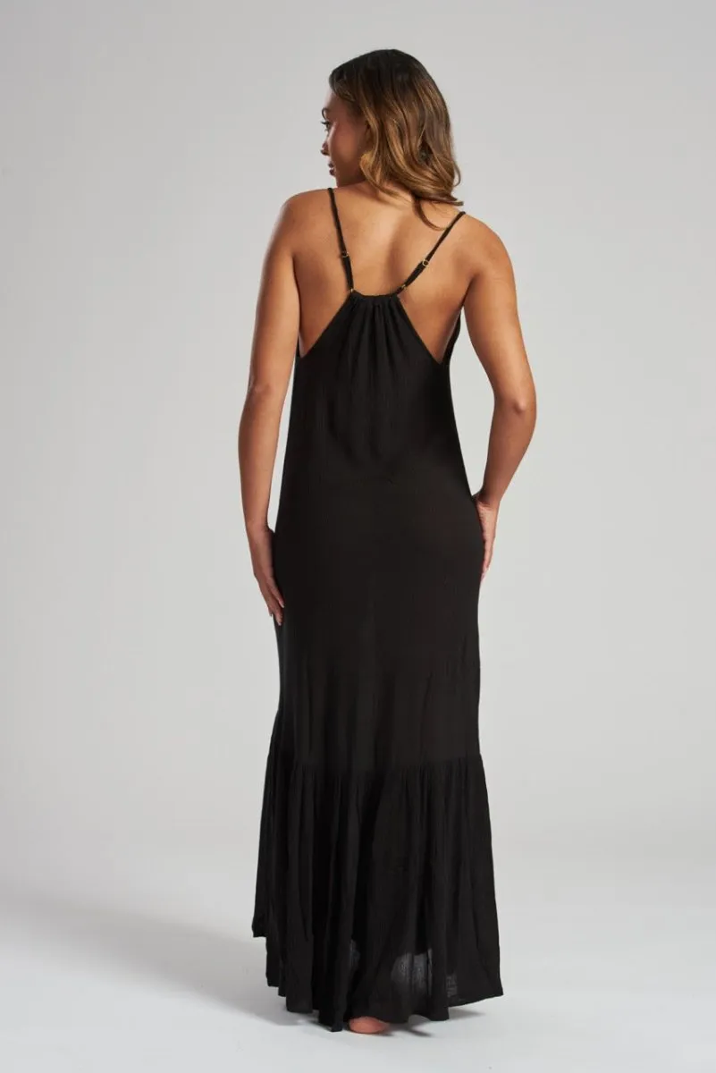South Beach Black Crinkle Cami Maxi Dress