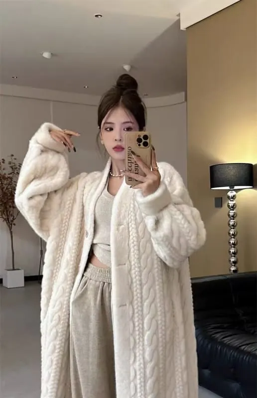 Thick Mink Fur Cardigan Coat for Effortless Style and Comfort
